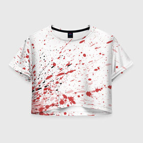 Женская футболка 3D укороченная с принтом Брызги , 100% полиэстер | круглая горловина, длина футболки до линии талии, рукава с отворотами | 3d | абстракция | абстракция красок | арт | брызги | краска | кровь | прикольные | цветные | штрихи