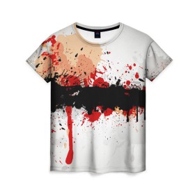 Женская футболка 3D с принтом Рассвет Абстракция , 100% полиэфир ( синтетическое хлопкоподобное полотно) | прямой крой, круглый вырез горловины, длина до линии бедер | абстракция | абстракция красок | брызги | краска | кровь