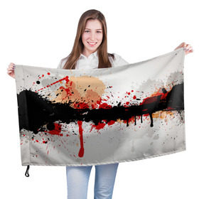 Флаг 3D с принтом Рассвет Абстракция , 100% полиэстер | плотность ткани — 95 г/м2, размер — 67 х 109 см. Принт наносится с одной стороны | абстракция | абстракция красок | брызги | краска | кровь