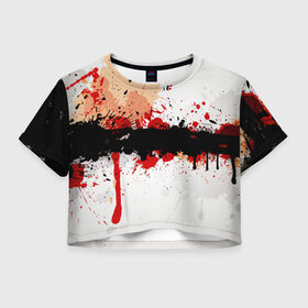Женская футболка 3D укороченная с принтом Рассвет Абстракция , 100% полиэстер | круглая горловина, длина футболки до линии талии, рукава с отворотами | абстракция | абстракция красок | брызги | краска | кровь