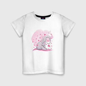 Детская футболка хлопок с принтом Слоник , 100% хлопок | круглый вырез горловины, полуприлегающий силуэт, длина до линии бедер | акварель | любовь | рисунок | розовый