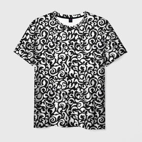 Мужская футболка 3D с принтом Винтажные листья , 100% полиэфир | прямой крой, круглый вырез горловины, длина до линии бедер | 