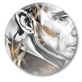 Значок с принтом Андрей Лысиков ,  металл | круглая форма, металлическая застежка в виде булавки | дельфин