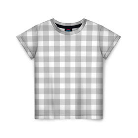 Детская футболка 3D с принтом Grey squares , 100% гипоаллергенный полиэфир | прямой крой, круглый вырез горловины, длина до линии бедер, чуть спущенное плечо, ткань немного тянется | белый | клеточка | серый | текстура