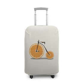 Чехол для чемодана 3D с принтом Велосипед апельсин , 86% полиэфир, 14% спандекс | двустороннее нанесение принта, прорези для ручек и колес | апельсин | велосипед
