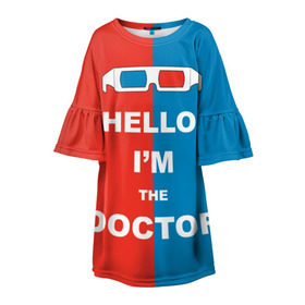 Детское платье 3D с принтом I`m the Doctor , 100% полиэстер | прямой силуэт, чуть расширенный к низу. Круглая горловина, на рукавах — воланы | арт | доктор кто | надпись | сериал | тардис | фильмы | я доктор