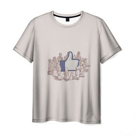 Мужская футболка 3D с принтом Лайк , 100% полиэфир | прямой крой, круглый вырез горловины, длина до линии бедер | facebook | like | vk | вк | вконтакте | жадность | заложники | лайки | мир катится к чертям | общество | поклонение | секта | слабость | социальные сети | тупость