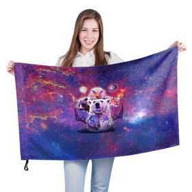 Флаг 3D с принтом Звериный прайд , 100% полиэстер | плотность ткани — 95 г/м2, размер — 67 х 109 см. Принт наносится с одной стороны | волк | вселенная | галактика | звезды | медведь | орел | пума | туманность