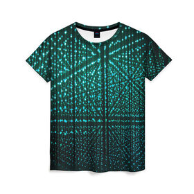Женская футболка 3D с принтом Световые линии , 100% полиэфир ( синтетическое хлопкоподобное полотно) | прямой крой, круглый вырез горловины, длина до линии бедер | 
