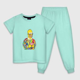 Детская пижама хлопок с принтом Homer , 100% хлопок |  брюки и футболка прямого кроя, без карманов, на брюках мягкая резинка на поясе и по низу штанин
 | bart | homer | simpsons | барт | гомер | еда | мультфильм | отец | папа | пончик | радуга | симпсоны | спрингфилд | хиппи | цвет
