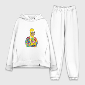 Женский костюм хлопок Oversize с принтом Homer ,  |  | bart | homer | simpsons | барт | гомер | еда | мультфильм | отец | папа | пончик | радуга | симпсоны | спрингфилд | хиппи | цвет