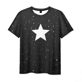 Мужская футболка 3D с принтом Super Star , 100% полиэфир | прямой крой, круглый вырез горловины, длина до линии бедер | black | milk | блэк | брызги | звезда | милк | текстура | узор