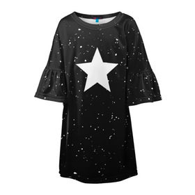 Детское платье 3D с принтом Super Star , 100% полиэстер | прямой силуэт, чуть расширенный к низу. Круглая горловина, на рукавах — воланы | black | milk | блэк | брызги | звезда | милк | текстура | узор