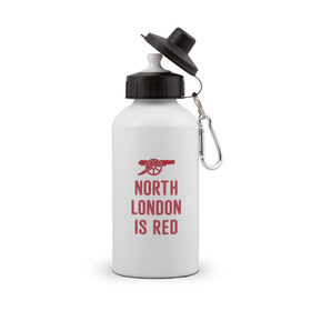 Бутылка спортивная с принтом North London is Red , металл | емкость — 500 мл, в комплекте две пластиковые крышки и карабин для крепления | arsenal | football | арсенал | лондон | спорт | футбол