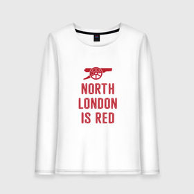 Женский лонгслив хлопок с принтом North London is Red , 100% хлопок |  | arsenal | football | арсенал | лондон | спорт | футбол