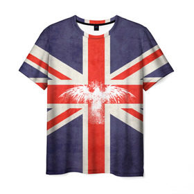 Мужская футболка 3D с принтом Флаг Англии с белым орлом , 100% полиэфир | прямой крой, круглый вырез горловины, длина до линии бедер | Тематика изображения на принте: london | англия | белый | брызги | великобритания | империя | клякса | крылья | лондон | необычный | объеденное королевство | орел | птица | символ | сокол | туманный альбион | флаг