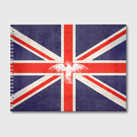 Альбом для рисования с принтом Флаг Англии с белым орлом , 100% бумага
 | матовая бумага, плотность 200 мг. | london | англия | белый | брызги | великобритания | империя | клякса | крылья | лондон | необычный | объеденное королевство | орел | птица | символ | сокол | туманный альбион | флаг