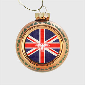 Стеклянный ёлочный шар с принтом Флаг Англии с белым орлом , Стекло | Диаметр: 80 мм | london | англия | белый | брызги | великобритания | империя | клякса | крылья | лондон | необычный | объеденное королевство | орел | птица | символ | сокол | туманный альбион | флаг