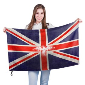 Флаг 3D с принтом Флаг Англии с белым орлом , 100% полиэстер | плотность ткани — 95 г/м2, размер — 67 х 109 см. Принт наносится с одной стороны | london | англия | белый | брызги | великобритания | империя | клякса | крылья | лондон | необычный | объеденное королевство | орел | птица | символ | сокол | туманный альбион | флаг