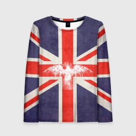 Женский лонгслив 3D с принтом Флаг Англии с белым орлом , 100% полиэстер | длинные рукава, круглый вырез горловины, полуприлегающий силуэт | london | англия | белый | брызги | великобритания | империя | клякса | крылья | лондон | необычный | объеденное королевство | орел | птица | символ | сокол | туманный альбион | флаг