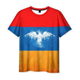 Мужская футболка 3D с принтом Флаг Армении с белым орлом , 100% полиэфир | прямой крой, круглый вырез горловины, длина до линии бедер | айастан | армения | белый | босеан | брызги | ереван | знамя | империя | клякса | крылья | кумач | необычный | орел | пойс | птица | символ | сокол | стяг | флаг | хайастан | штандарт