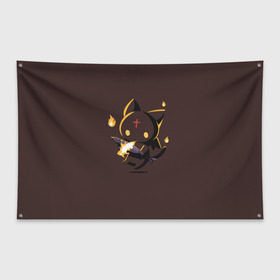 Флаг-баннер с принтом Chomusuke , 100% полиэстер | размер 67 х 109 см, плотность ткани — 95 г/м2; по краям флага есть четыре люверса для крепления | chomusuke | konosuba | megumin | subarashii