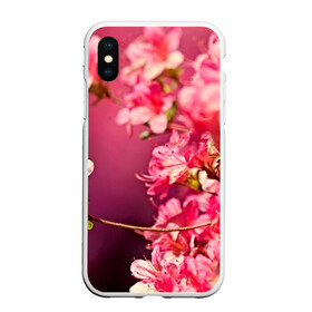 Чехол для iPhone XS Max матовый с принтом Сакура , Силикон | Область печати: задняя сторона чехла, без боковых панелей | Тематика изображения на принте: 3d | flower | nature | pink | sakura | весна | деревья | природа | розовый | сакура | цветы | япония