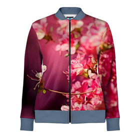 Женская олимпийка 3D с принтом Сакура , 100% полиэстер | Свободный крой, наружные карманы, манжеты, молния, длинный рукав | 3d | flower | nature | pink | sakura | весна | деревья | природа | розовый | сакура | цветы | япония