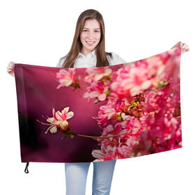 Флаг 3D с принтом Сакура , 100% полиэстер | плотность ткани — 95 г/м2, размер — 67 х 109 см. Принт наносится с одной стороны | 3d | flower | nature | pink | sakura | весна | деревья | природа | розовый | сакура | цветы | япония