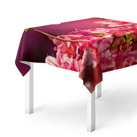 Скатерть 3D с принтом Сакура , 100% полиэстер (ткань не мнется и не растягивается) | Размер: 150*150 см | 3d | flower | nature | pink | sakura | весна | деревья | природа | розовый | сакура | цветы | япония