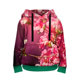 Детская толстовка 3D с принтом Сакура , 100% полиэстер | двухслойный капюшон со шнурком для регулировки, мягкие манжеты на рукавах и по низу толстовки, спереди карман-кенгуру с мягким внутренним слоем | Тематика изображения на принте: 3d | flower | nature | pink | sakura | весна | деревья | природа | розовый | сакура | цветы | япония