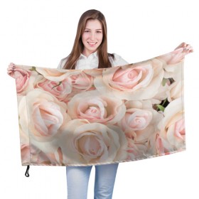 Флаг 3D с принтом Pink roses , 100% полиэстер | плотность ткани — 95 г/м2, размер — 67 х 109 см. Принт наносится с одной стороны | розовый | розы