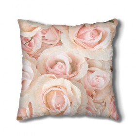 Подушка 3D с принтом Pink roses , наволочка – 100% полиэстер, наполнитель – холлофайбер (легкий наполнитель, не вызывает аллергию). | состоит из подушки и наволочки. Наволочка на молнии, легко снимается для стирки | розовый | розы