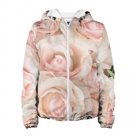 Женская куртка 3D с принтом Pink roses , ткань верха — 100% полиэстер, подклад — флис | прямой крой, подол и капюшон оформлены резинкой с фиксаторами, два кармана без застежек по бокам, один большой потайной карман на груди. Карман на груди застегивается на липучку | розовый | розы
