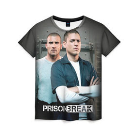 Женская футболка 3D с принтом Prison break 4 , 100% полиэфир ( синтетическое хлопкоподобное полотно) | прямой крой, круглый вырез горловины, длина до линии бедер | prison break | побег | сериал