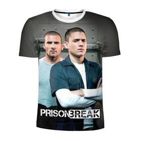 Мужская футболка 3D спортивная с принтом Prison break 4 , 100% полиэстер с улучшенными характеристиками | приталенный силуэт, круглая горловина, широкие плечи, сужается к линии бедра | Тематика изображения на принте: prison break | побег | сериал