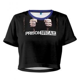 Женская футболка 3D укороченная с принтом Prison break 9 , 100% полиэстер | круглая горловина, длина футболки до линии талии, рукава с отворотами | 