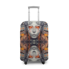 Чехол для чемодана 3D с принтом Robotix , 86% полиэфир, 14% спандекс | двустороннее нанесение принта, прорези для ручек и колес | абстракция | арт | девушка | краска | лицо | прикольные | робот | цветные