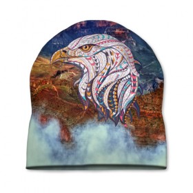 Шапка 3D с принтом eagle , 100% полиэстер | универсальный размер, печать по всей поверхности изделия | aquila | bird | eagle | orel | usa | америка | арт | горы | каньон | небо | облака | орел | птицы | ястреб