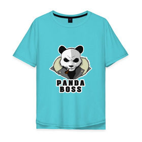 Мужская футболка хлопок Oversize с принтом Panda Boss , 100% хлопок | свободный крой, круглый ворот, “спинка” длиннее передней части | Тематика изображения на принте: банда | большой | босс | важный | главарь | главный | директор | крутой | круче всех | лидер | мех | панда | россия | русский | самый | супер | трубка | шуба