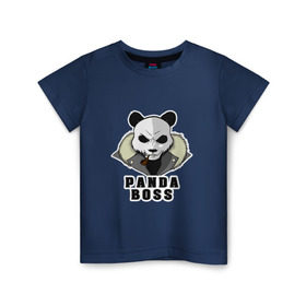 Детская футболка хлопок с принтом Panda Boss , 100% хлопок | круглый вырез горловины, полуприлегающий силуэт, длина до линии бедер | банда | большой | босс | важный | главарь | главный | директор | крутой | круче всех | лидер | мех | панда | россия | русский | самый | супер | трубка | шуба