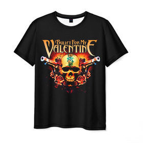 Мужская футболка 3D с принтом Bullet For My Valentine , 100% полиэфир | прямой крой, круглый вырез горловины, длина до линии бедер | bullet for my valentine | пуля для моей возлюбленной