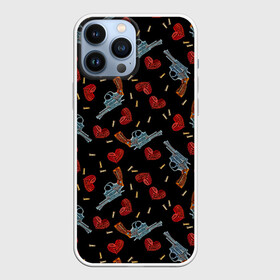 Чехол для iPhone 13 Pro Max с принтом Револьверы и Розы ,  |  | bullet for my valentine | gun  roses | gun and rose | паттерн