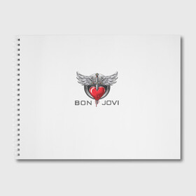 Альбом для рисования с принтом Bon Jovi , 100% бумага
 | матовая бумага, плотность 200 мг. | Тематика изображения на принте: its my life | бон жови | джон бон джови | кровь | меч | сердце