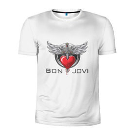 Мужская футболка 3D спортивная с принтом Bon Jovi , 100% полиэстер с улучшенными характеристиками | приталенный силуэт, круглая горловина, широкие плечи, сужается к линии бедра | its my life | бон жови | джон бон джови | кровь | меч | сердце