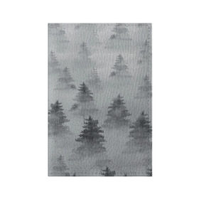 Обложка для паспорта матовая кожа с принтом Туманный лес , натуральная матовая кожа | размер 19,3 х 13,7 см; прозрачные пластиковые крепления | Тематика изображения на принте: бор | вечер | деревья | елка | еловый | ель | загадочный | земля | зима | лес | мрачный | необычный | природа | серый | сибирь | снег | тайга | туман | хвойный