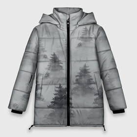 Женская зимняя куртка 3D с принтом Туманный лес , верх — 100% полиэстер; подкладка — 100% полиэстер; утеплитель — 100% полиэстер | длина ниже бедра, силуэт Оверсайз. Есть воротник-стойка, отстегивающийся капюшон и ветрозащитная планка. 

Боковые карманы с листочкой на кнопках и внутренний карман на молнии | бор | вечер | деревья | елка | еловый | ель | загадочный | земля | зима | лес | мрачный | необычный | природа | серый | сибирь | снег | тайга | туман | хвойный
