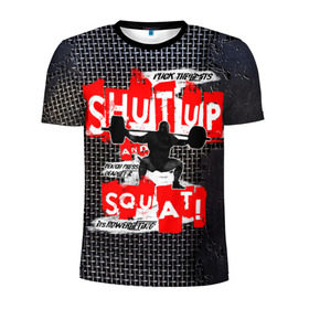 Мужская футболка 3D спортивная с принтом Powerlifting shut up and squat , 100% полиэстер с улучшенными характеристиками | приталенный силуэт, круглая горловина, широкие плечи, сужается к линии бедра | powerlifting | shut up and squat | пауэрлифтинг