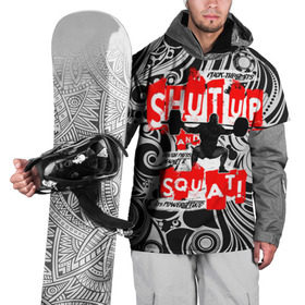 Накидка на куртку 3D с принтом Powerlifting shut up and squat , 100% полиэстер |  | Тематика изображения на принте: powerlifting | shut up and squat | пауэрлифтинг