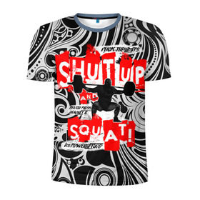 Мужская футболка 3D спортивная с принтом Powerlifting shut up and squat , 100% полиэстер с улучшенными характеристиками | приталенный силуэт, круглая горловина, широкие плечи, сужается к линии бедра | powerlifting | shut up and squat | пауэрлифтинг
